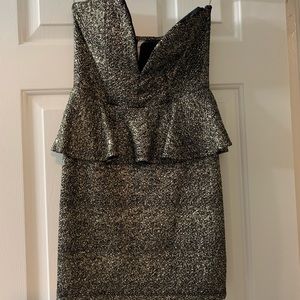 Short deep V peplum formal dress